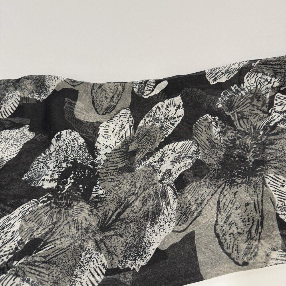 Black and Grey Abstract Floral Print Infinity Loop Scarf - Picture 6 of 11